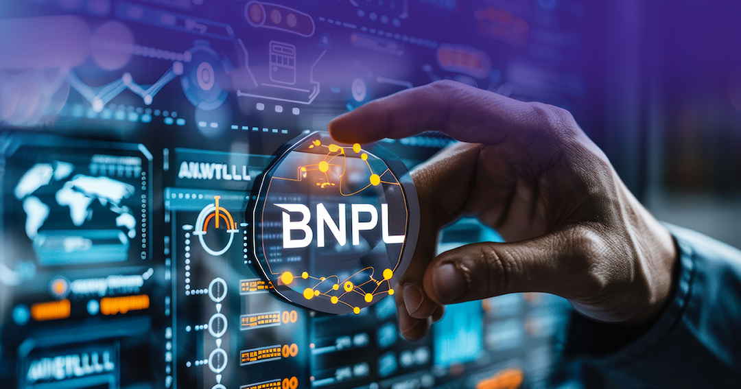 Hand selecting BNPL on digital interface for Buy Now Pay Later solutions